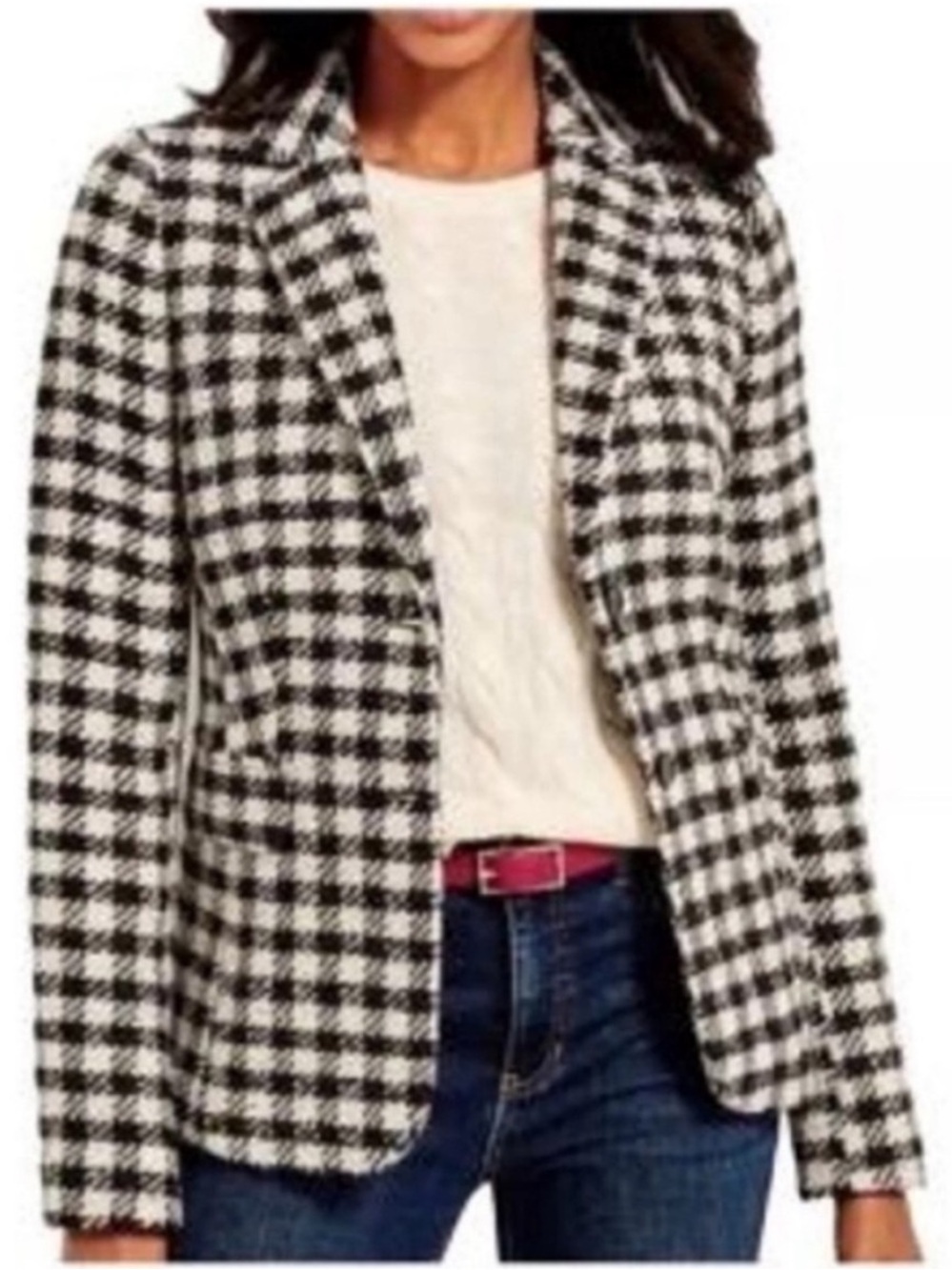 Talbots Black and White Houndstooth Blazer